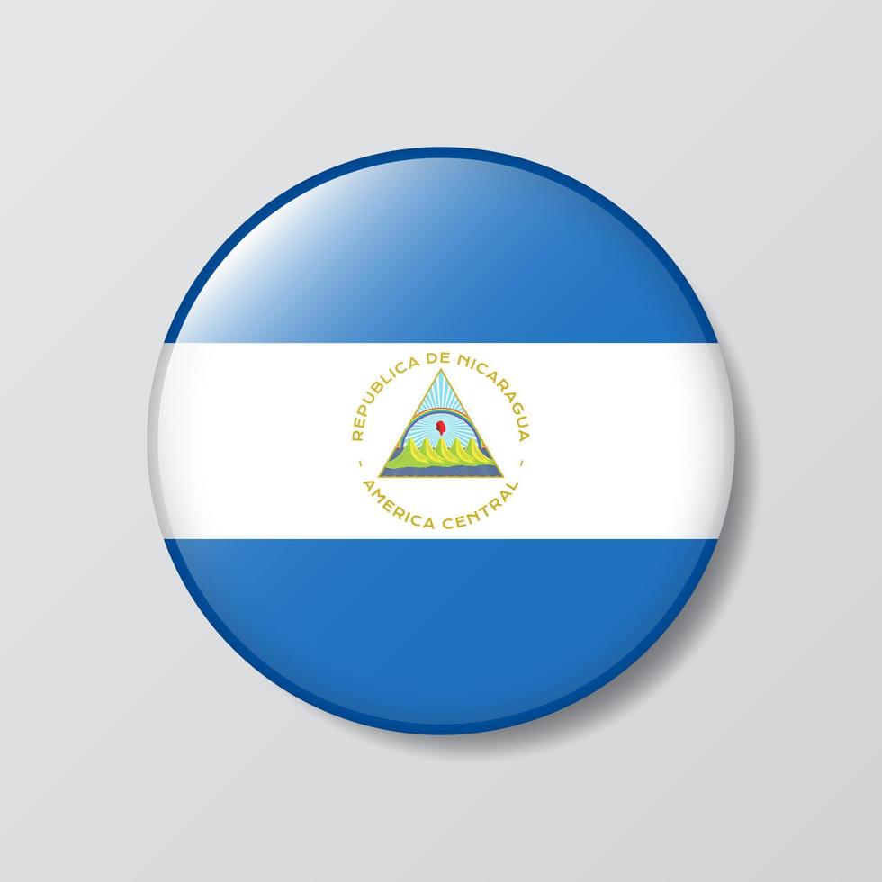 botón brillante ilustración en forma de círculo de la bandera de nicaragua vector