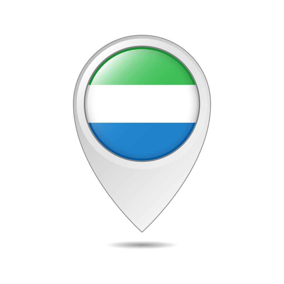 map location tag of Sierra Leone flag vector