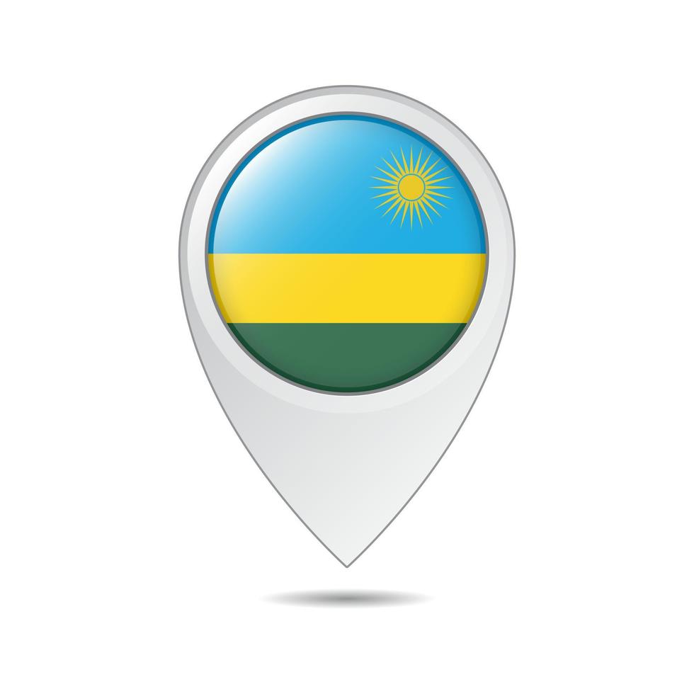 map location tag of Rwanda flag vector