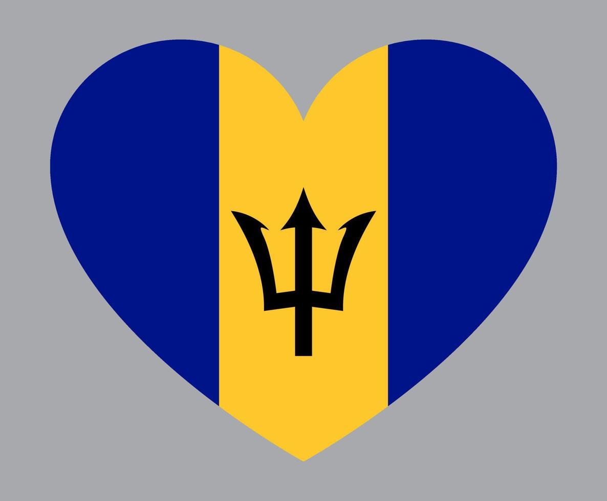 flat heart shaped Illustration of Barbados flag vector
