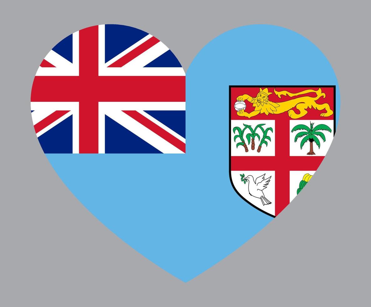 flat heart shaped Illustration of Fiji flag vector