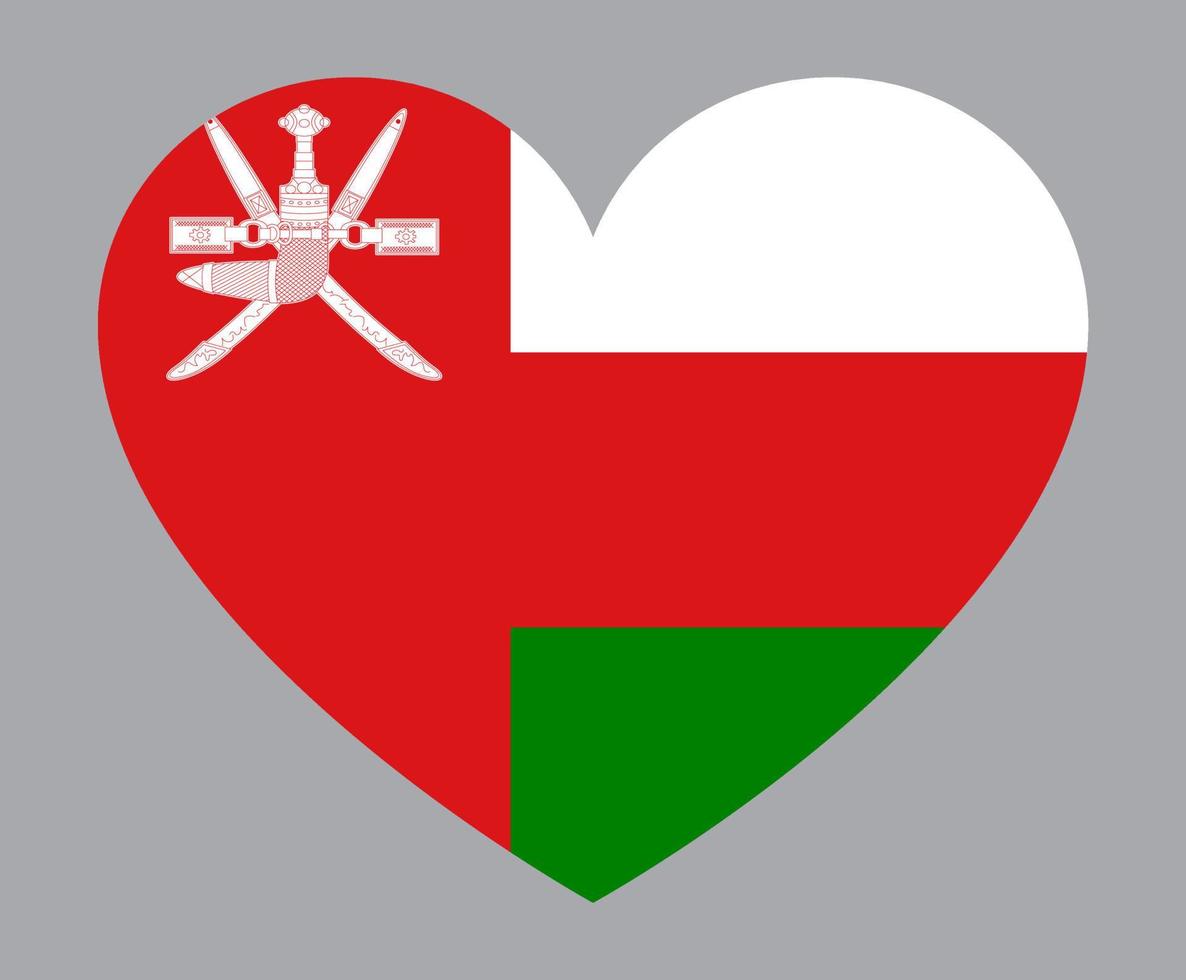 flat heart shaped Illustration of Oman flag vector