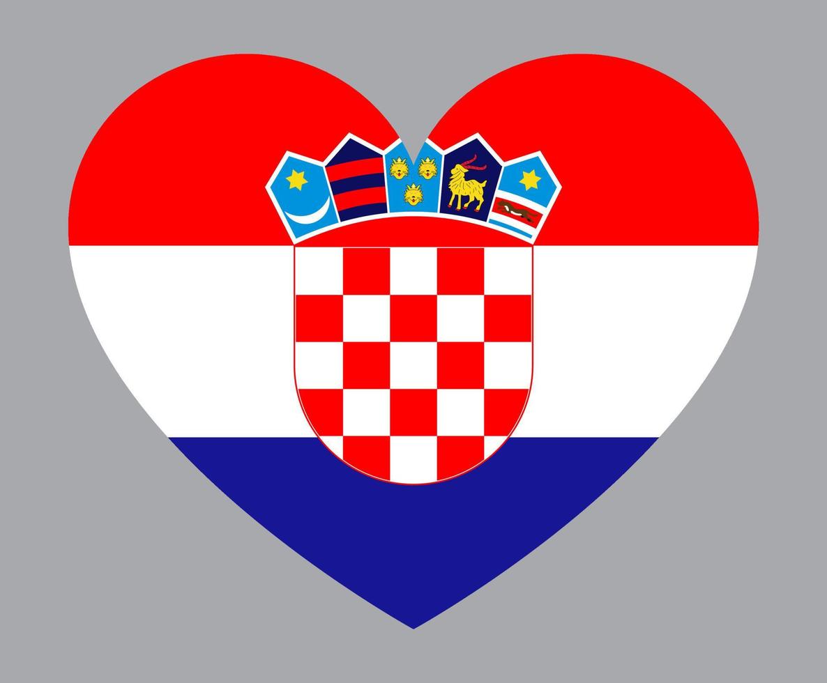 flat heart shaped Illustration of Croatia flag vector