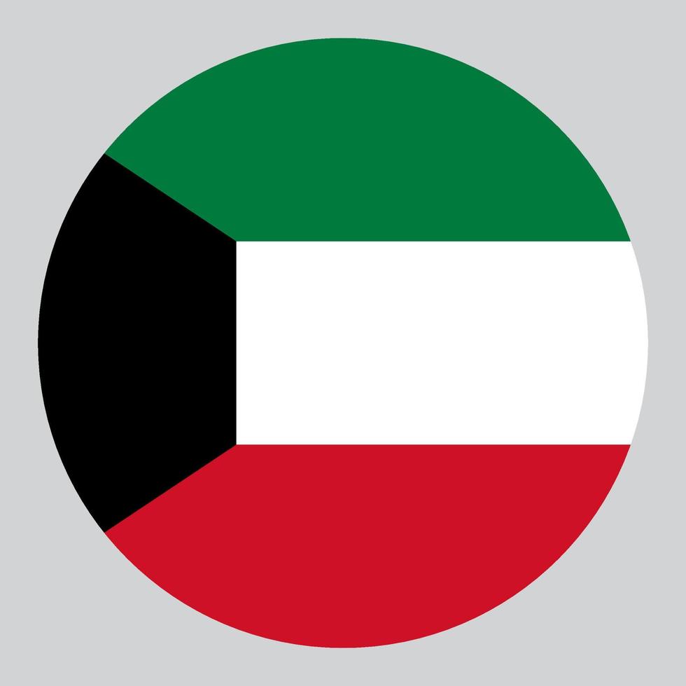 flat circle shaped Illustration of Kuwait flag vector