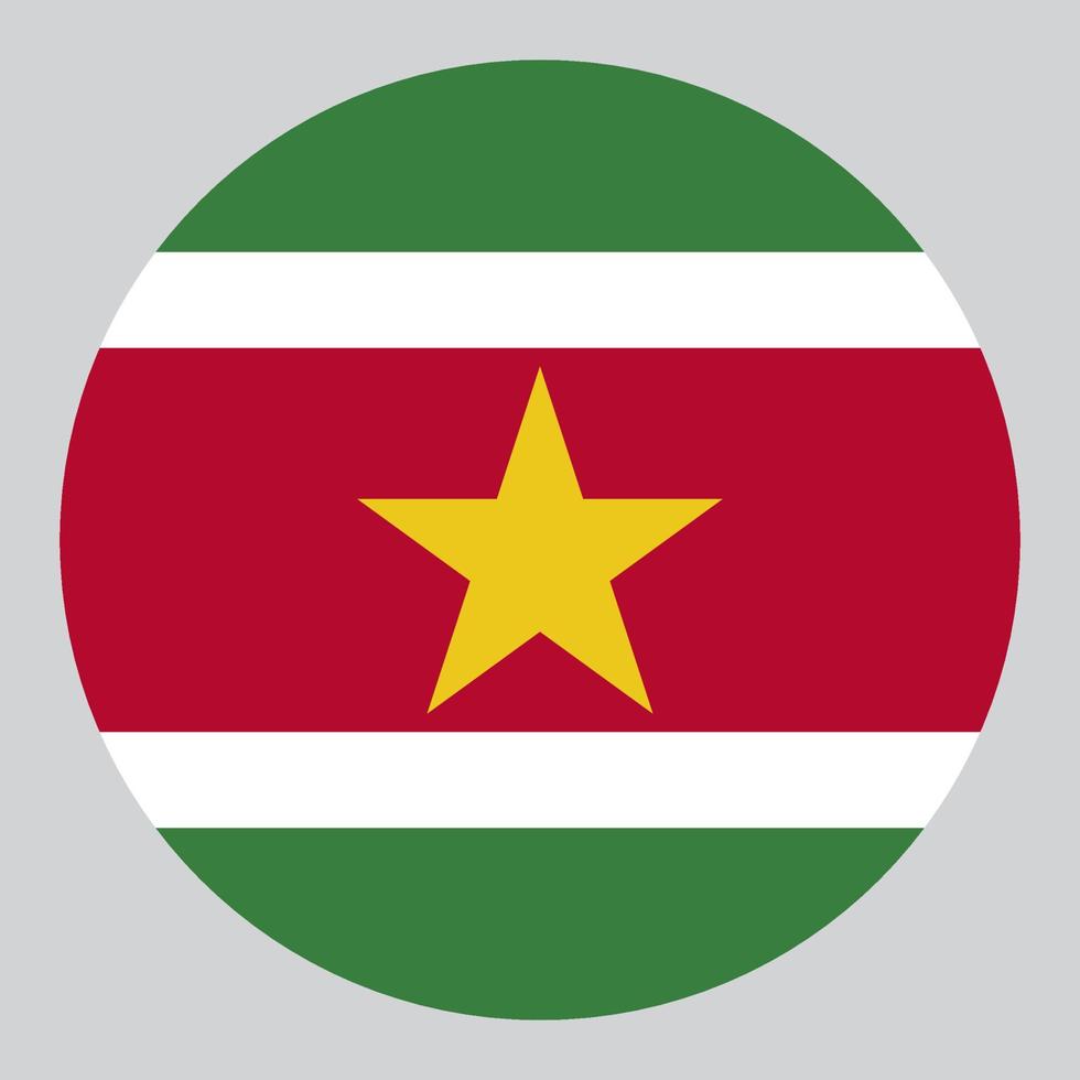 flat circle shaped Illustration of Suriname flag vector