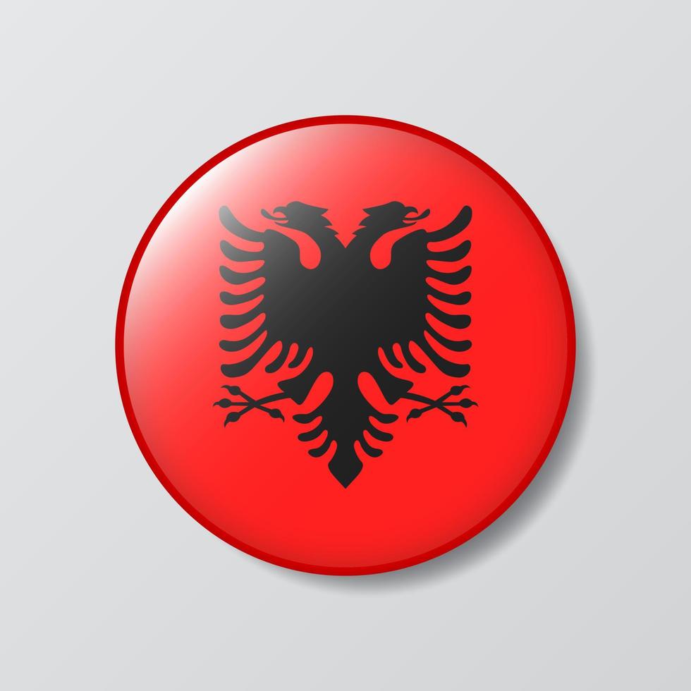 glossy button circle shaped Illustration of Albania flag vector