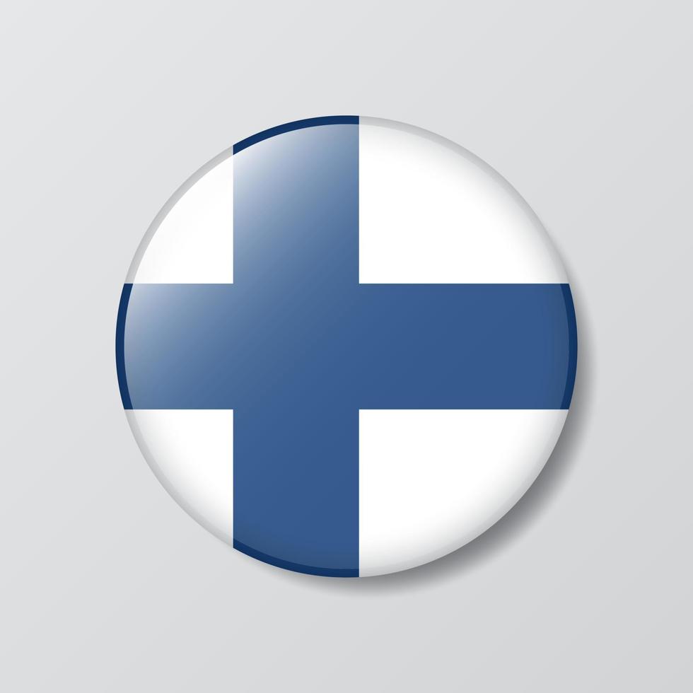 botón brillante ilustración en forma de círculo de la bandera de finlandia vector