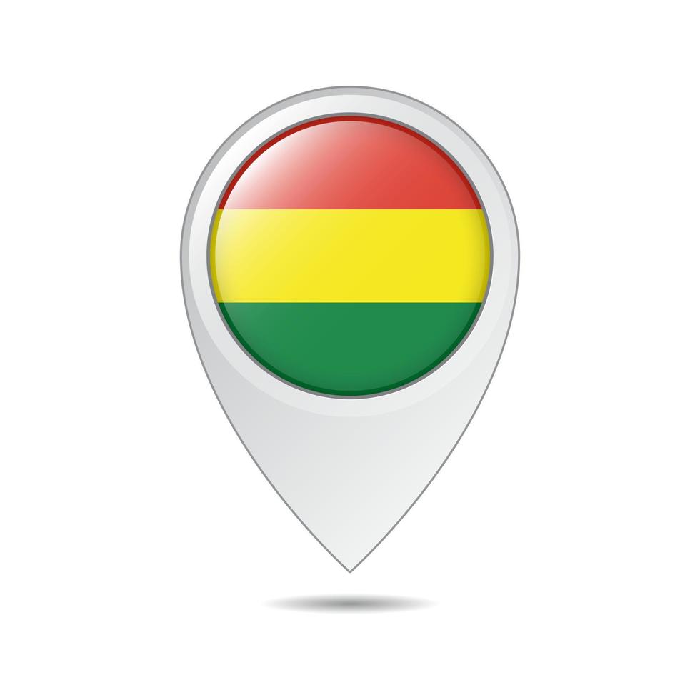 map location tag of Bolivia flag vector
