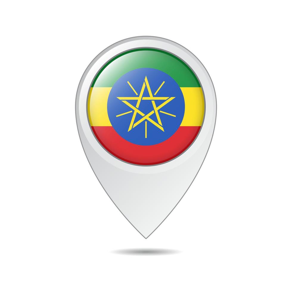map location tag of ethiopia flag vector