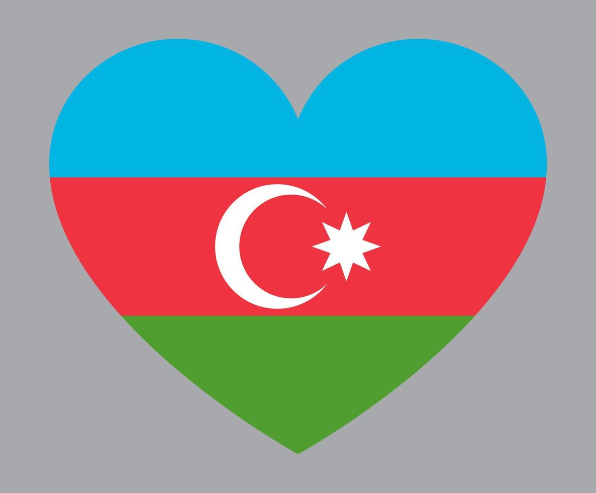 flat heart shaped Illustration of Azerbaijan flag vector