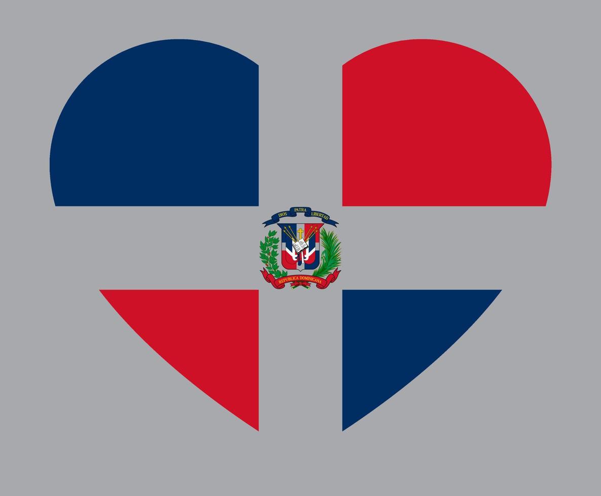 ilustración plana en forma de corazón de la bandera de la república dominicana vector