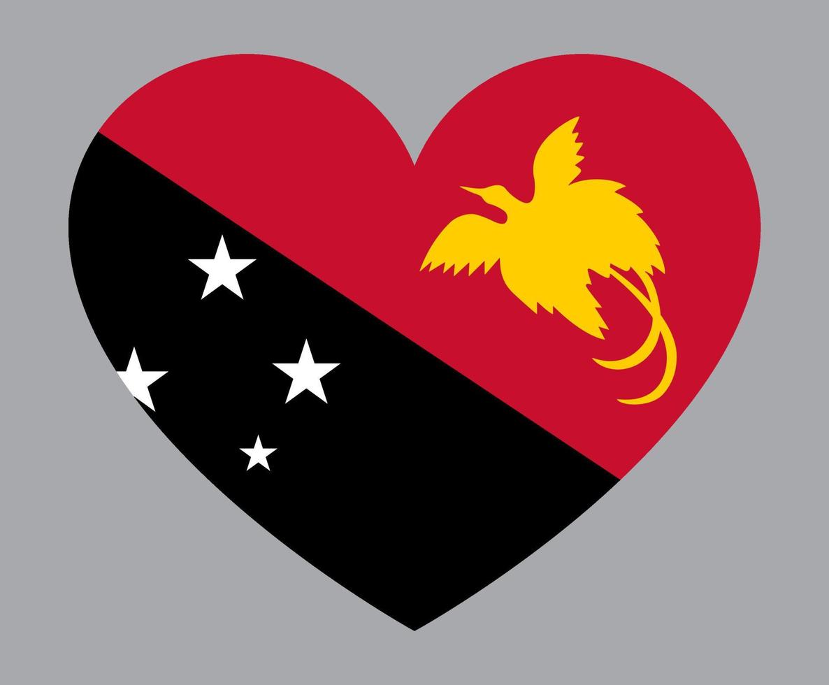 flat heart shaped Illustration of Papua New Guinea flag vector