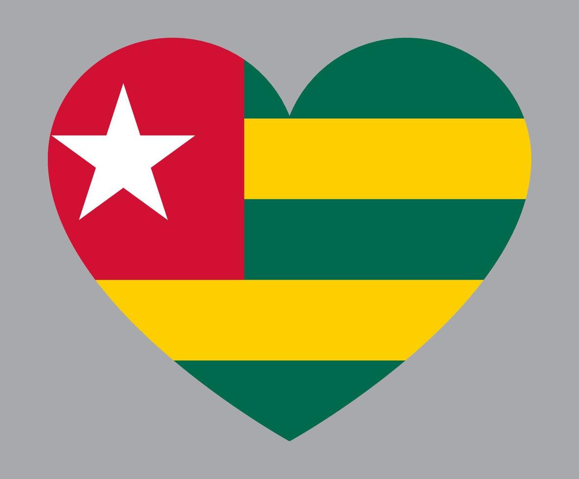 flat heart shaped Illustration of Togo flag vector