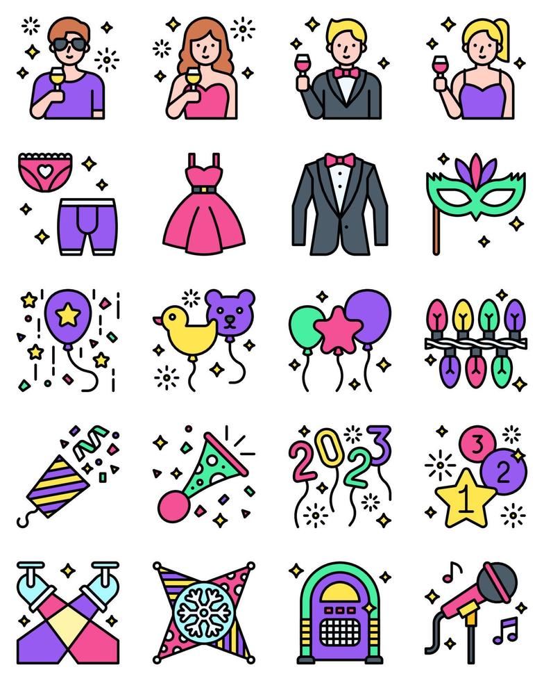 New year realated filled vector icon set 2