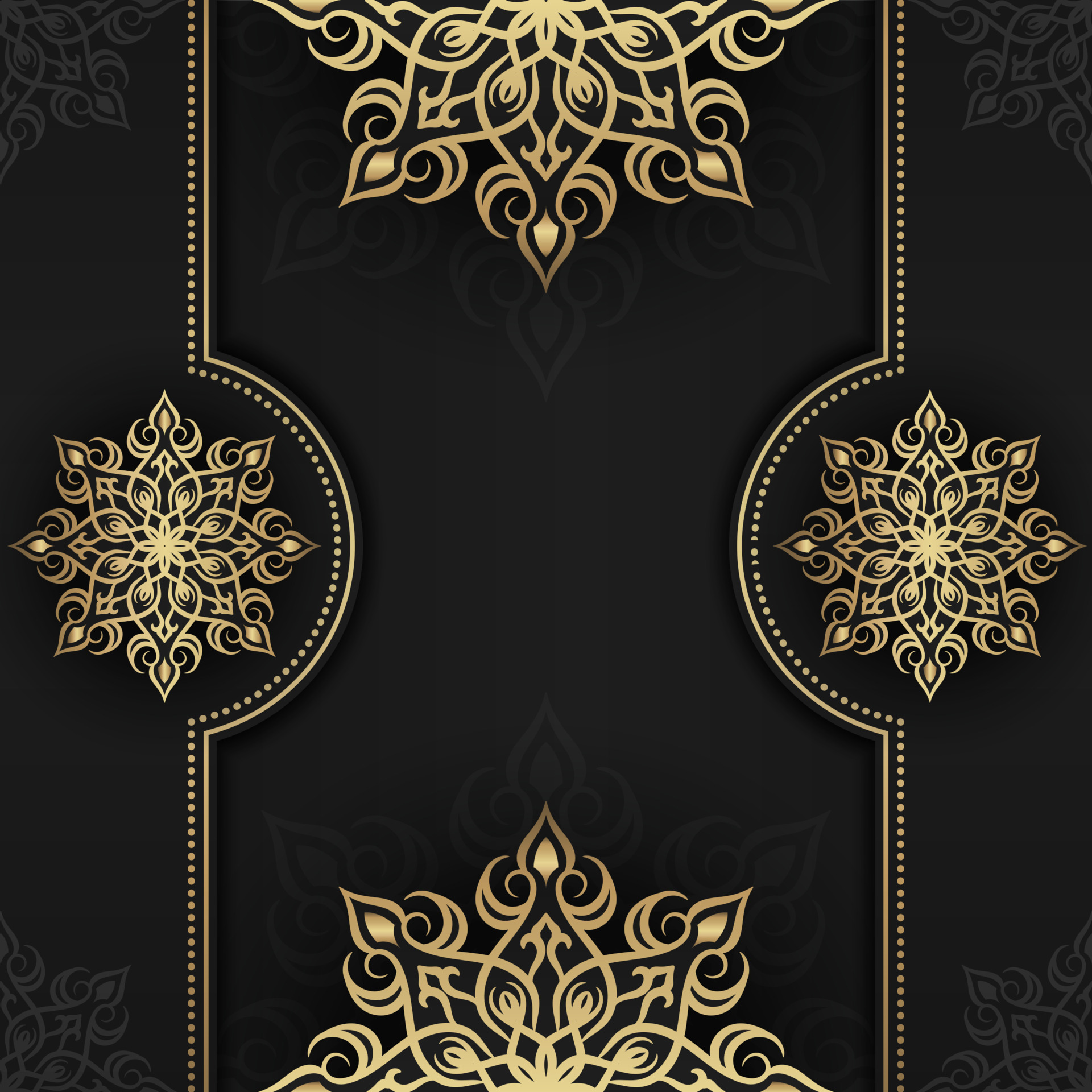 Black background with golden mandala ornament 16881461 Vector Art at