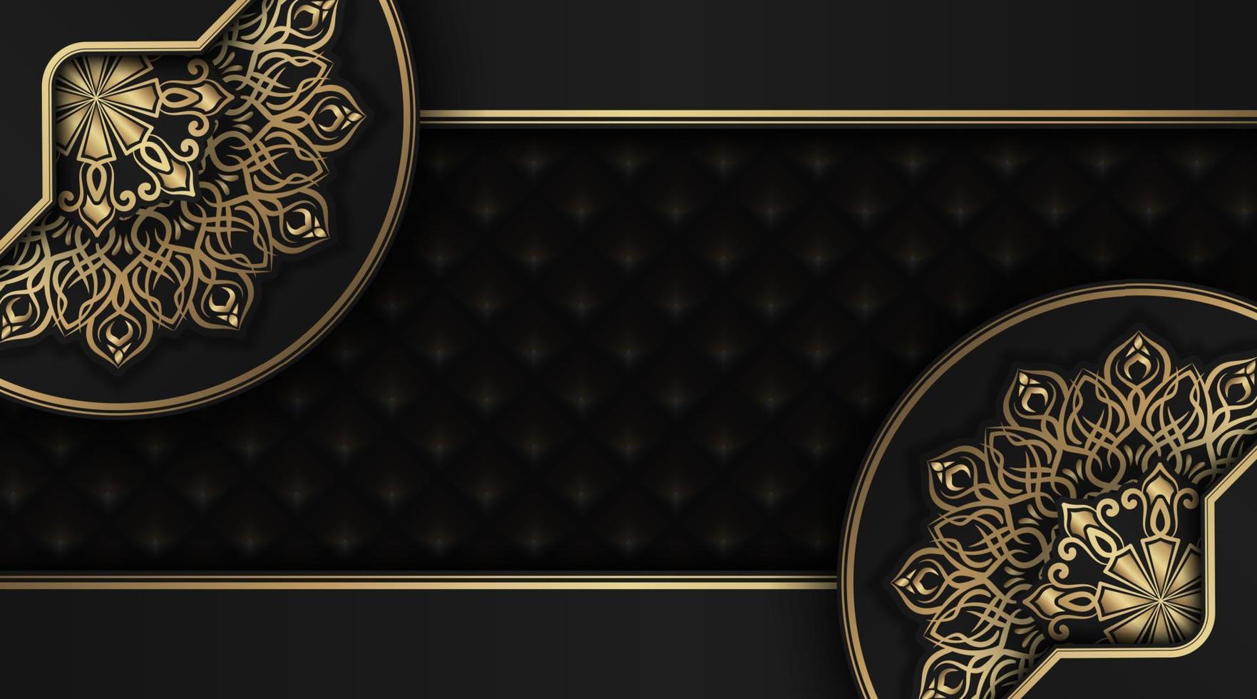 black background with golden mandala ornament vector