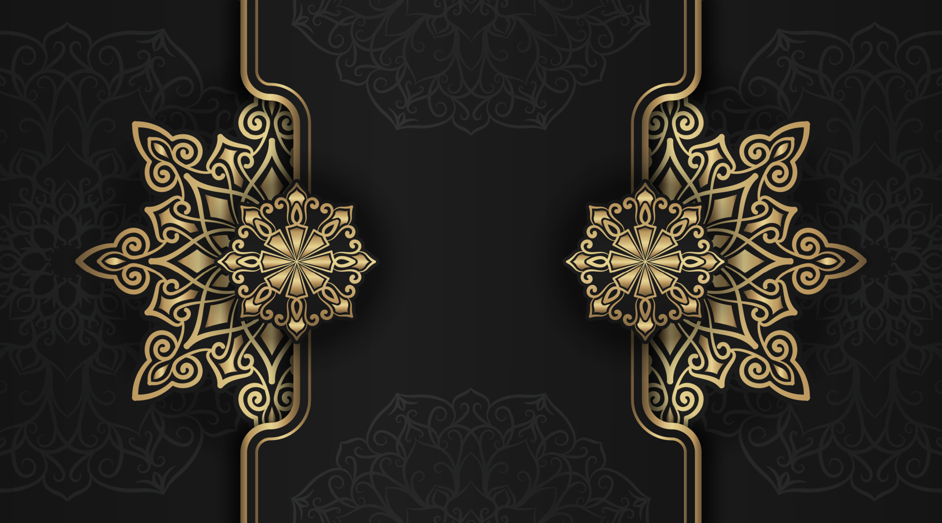 black background with golden mandala ornament 16881464 Vector Art at