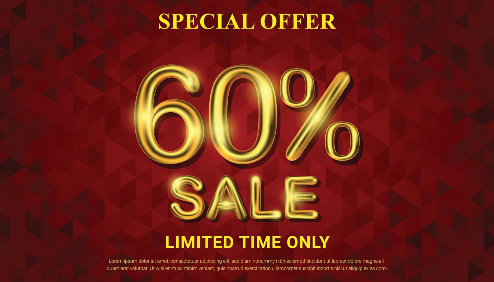 Special offer 60 percent off selling vector with golden 3d number