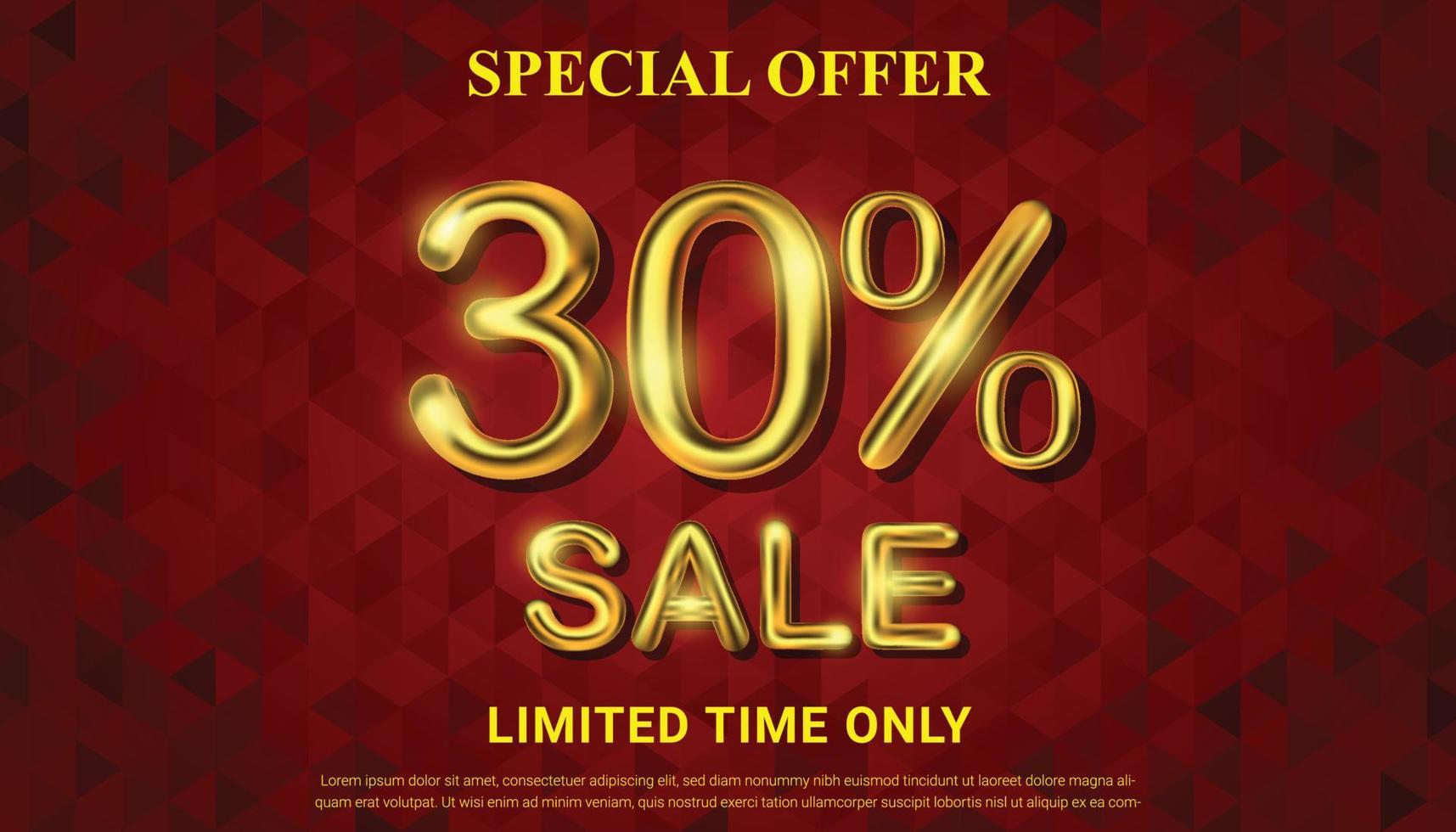 Special offer 30 percent off selling vector with golden 3d number