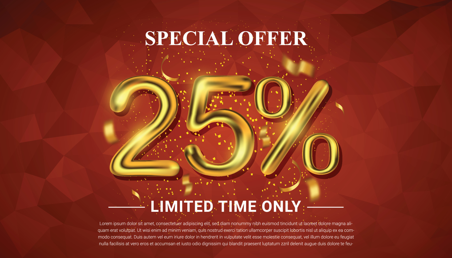 25 percent off selling voucher with 3d golden number vector 16881507 Vector Art at Vecteezy