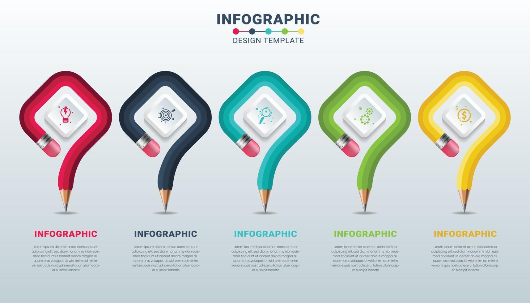 Creative infographics template vector with colored pencil