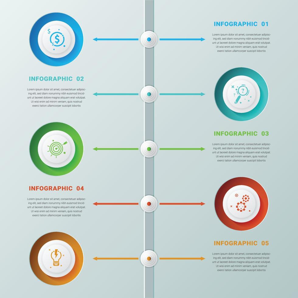 Modern 3d infographics template with five steps vector