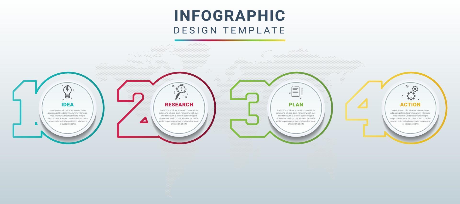 Modern infographic number vector with world map