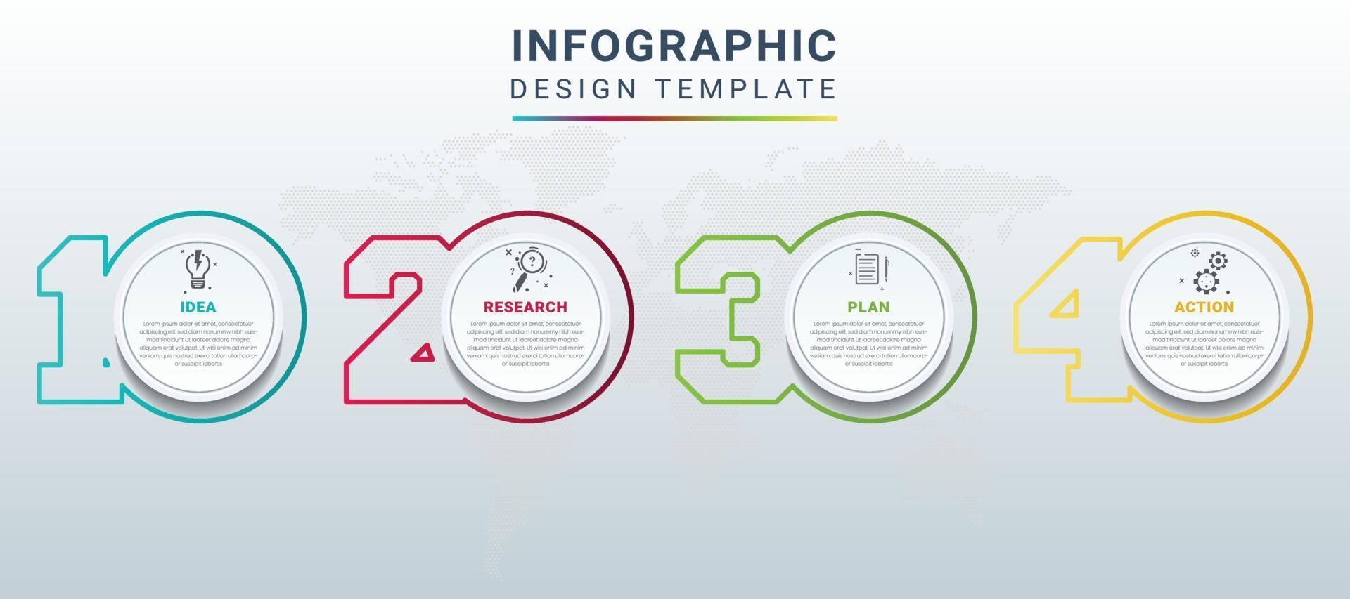 vector de número infográfico moderno con mapa mundial