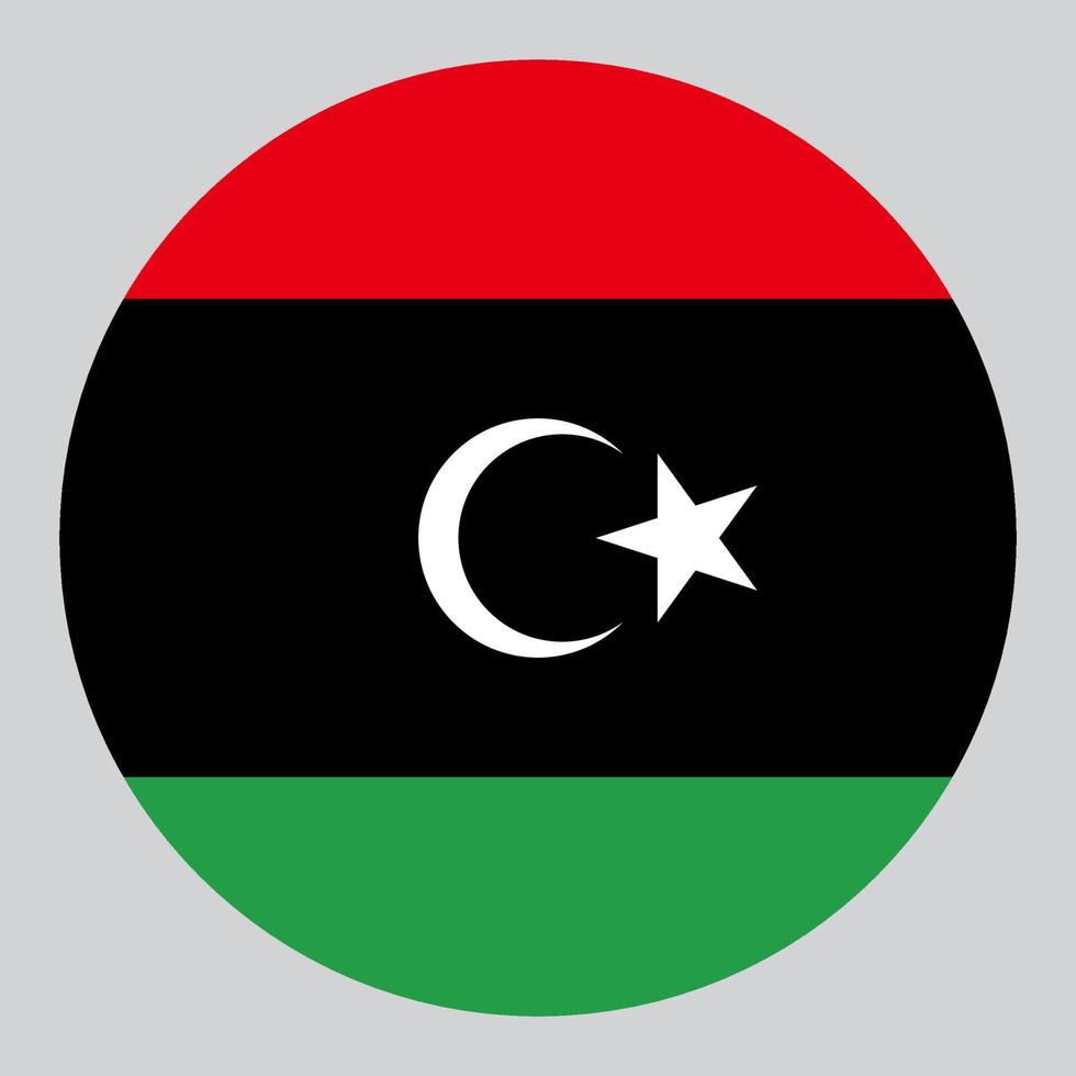flat circle shaped Illustration of Libya flag vector