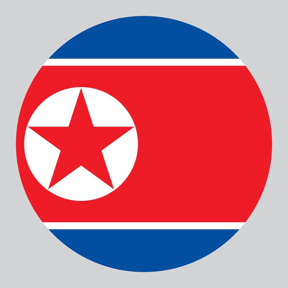 flat circle shaped Illustration of North Korea flag vector