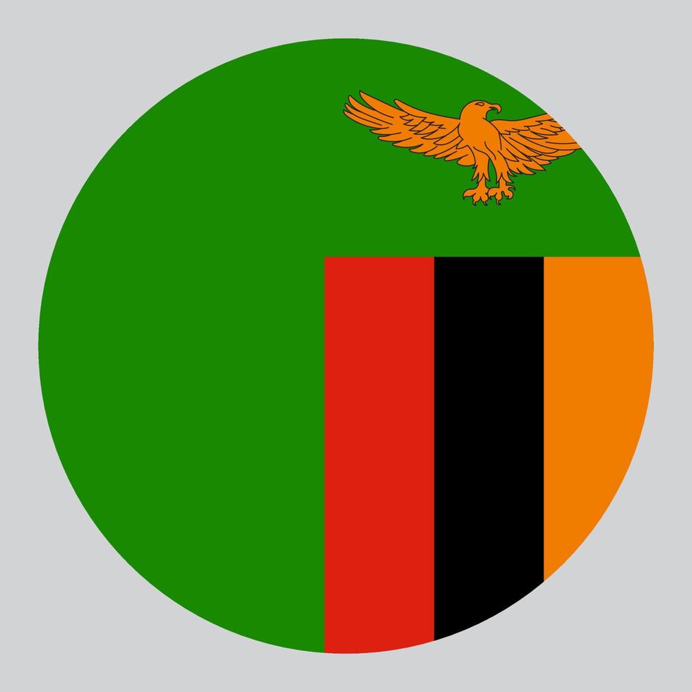 flat circle shaped Illustration of Zambia flag vector