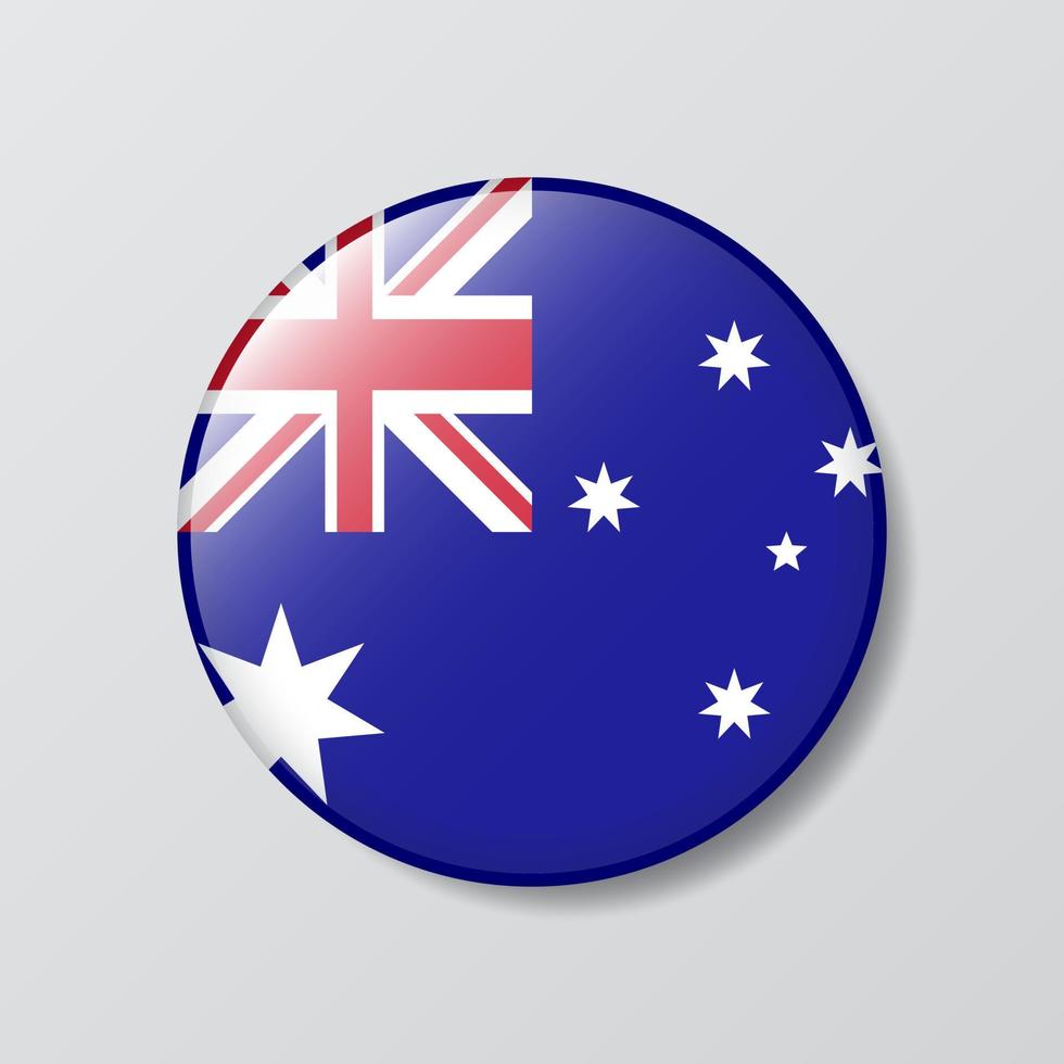 botón brillante ilustración en forma de círculo de la bandera de australia vector
