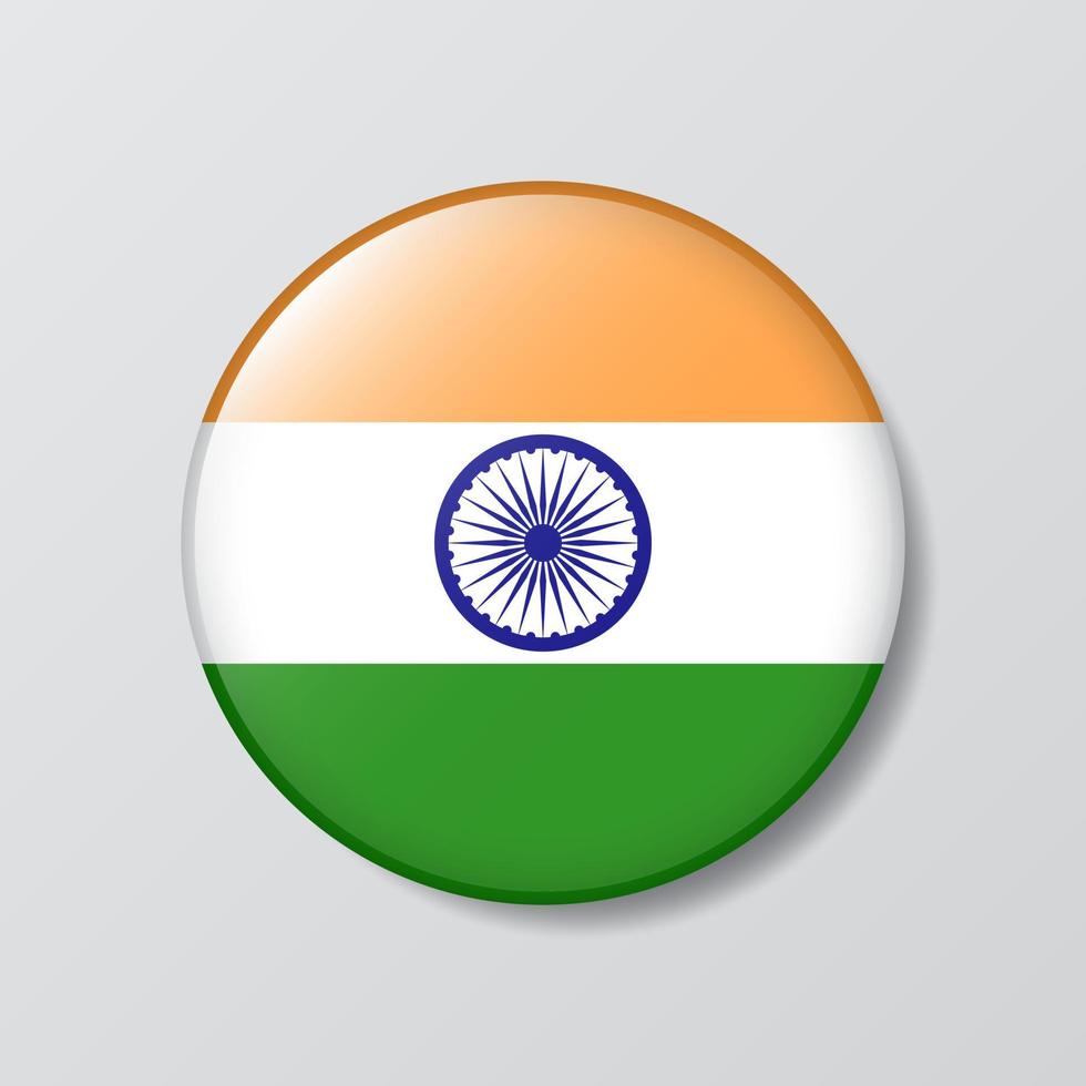 botón brillante ilustración en forma de círculo de la bandera india vector