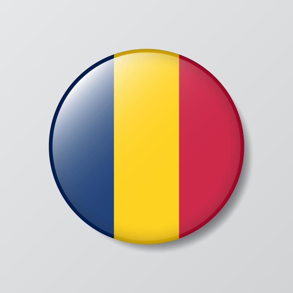 glossy button circle shaped Illustration of chad flag vector