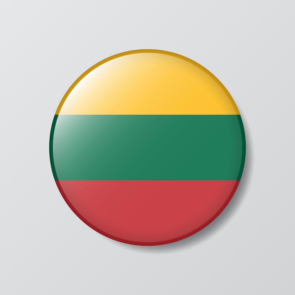 glossy button circle shaped Illustration of Lithuania flag vector