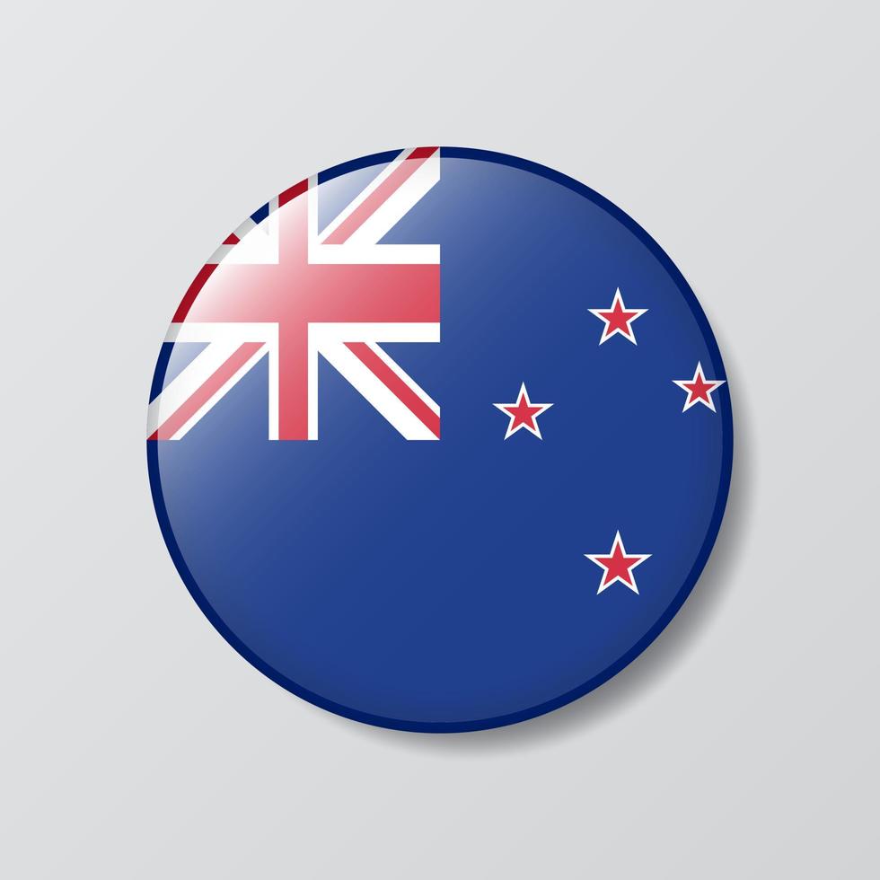 glossy button circle shaped Illustration of New Zealand flag vector