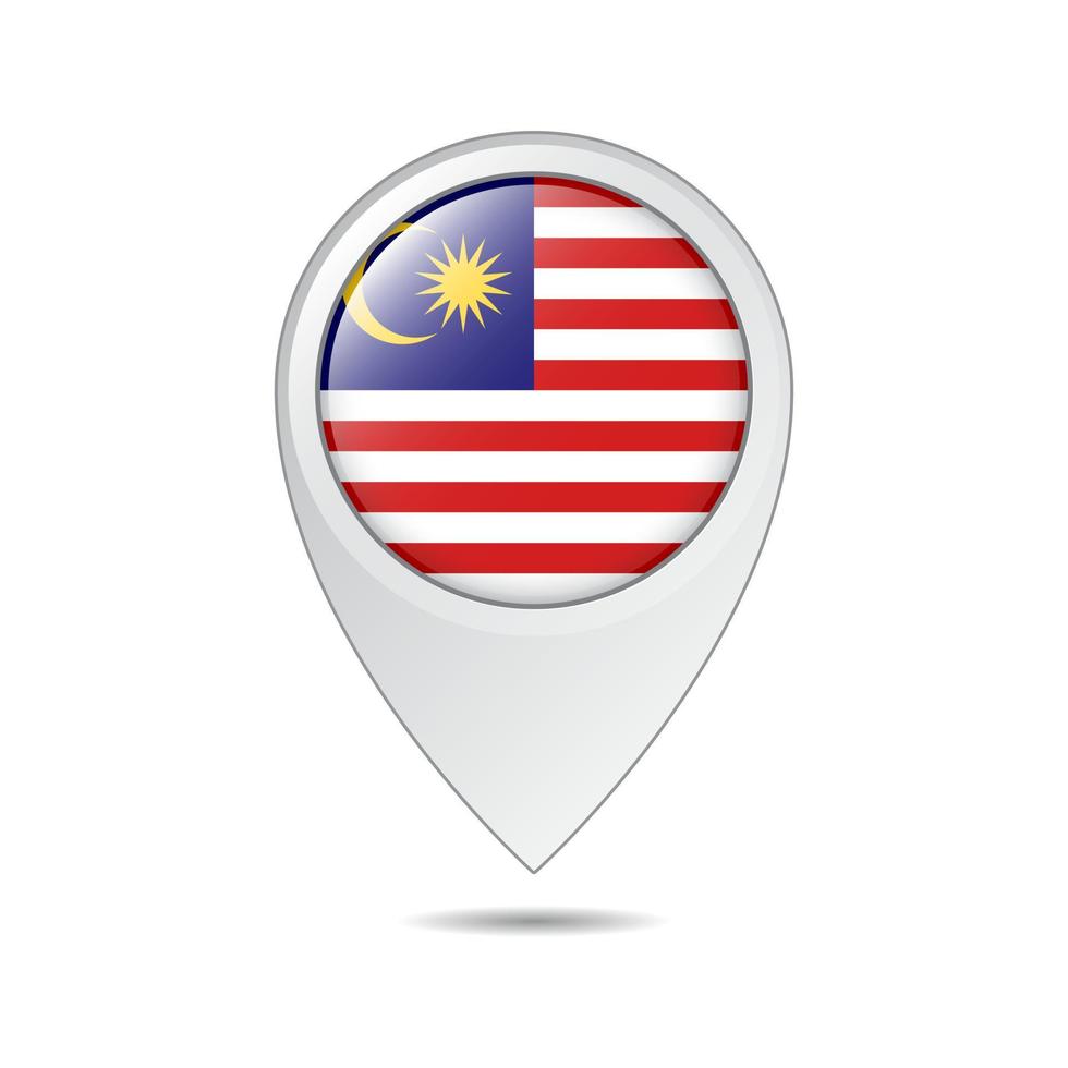 etiqueta de ubicación del mapa de la bandera de malasia vector