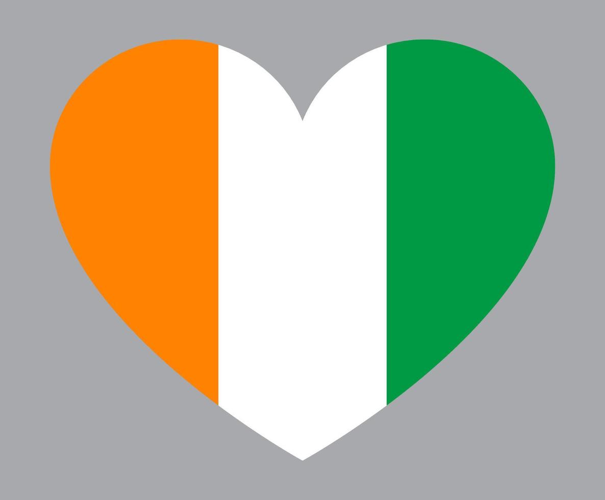 flat heart shaped Illustration of Ivory Coast flag vector