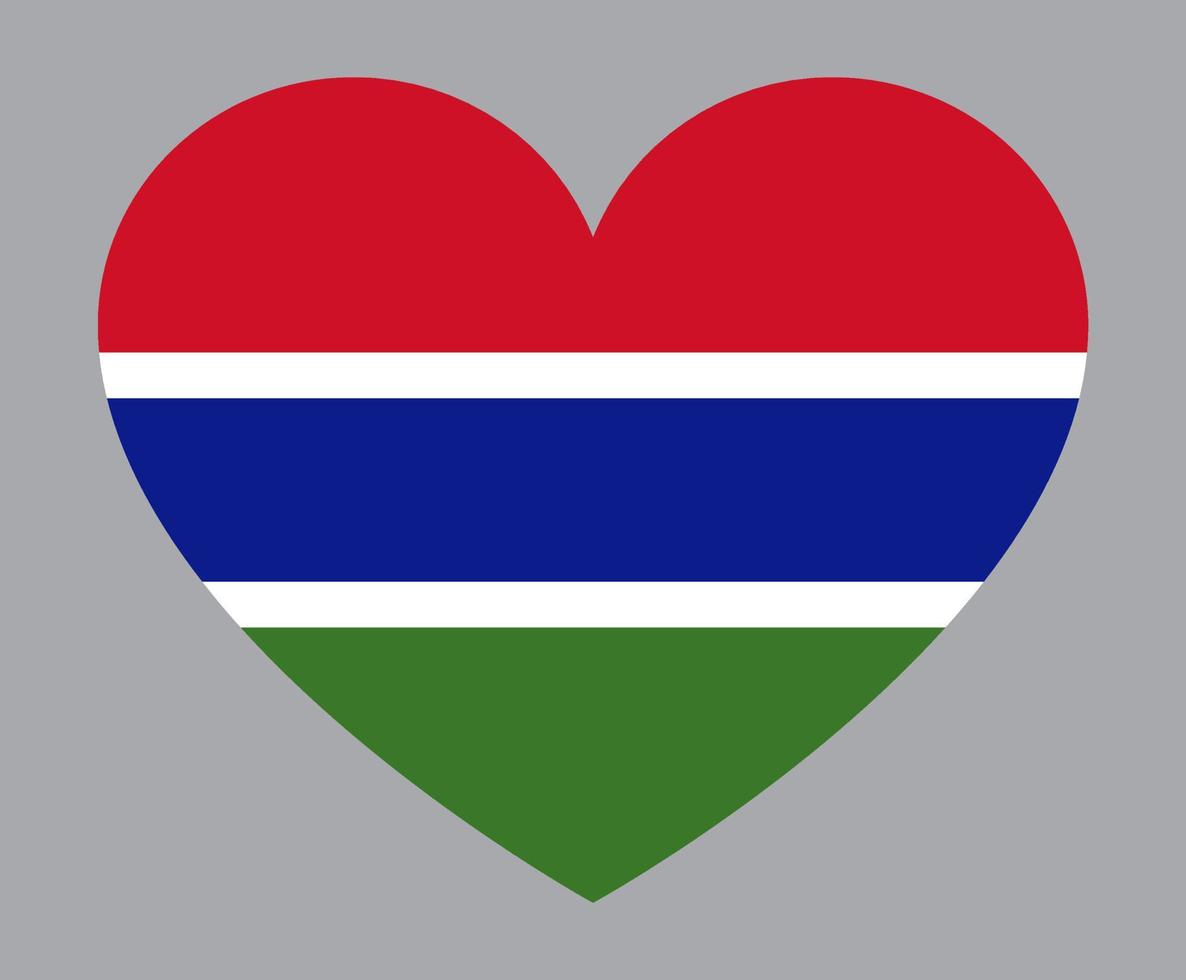 flat heart shaped Illustration of Gambia flag vector