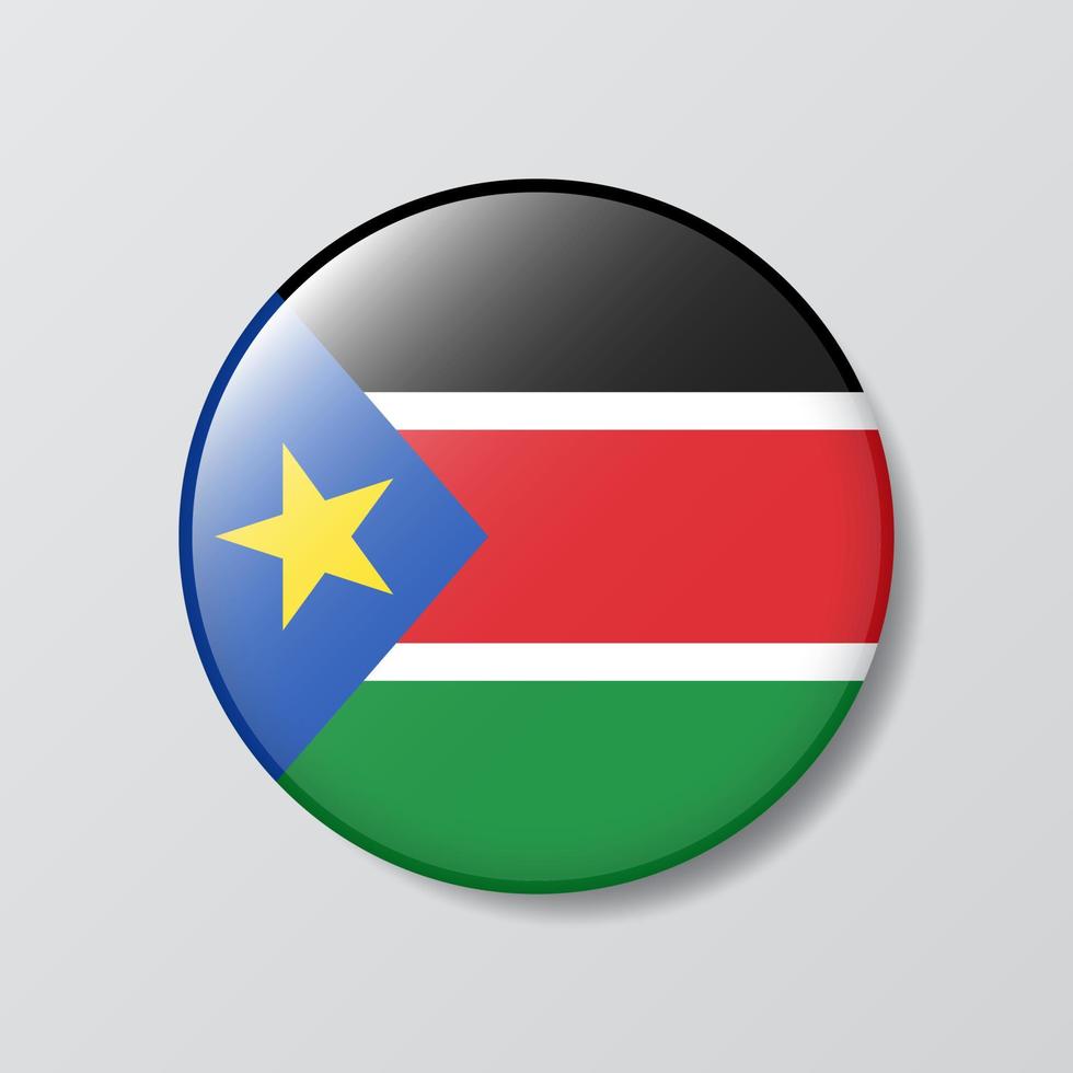 botón brillante ilustración en forma de círculo de la bandera de sudán del sur vector