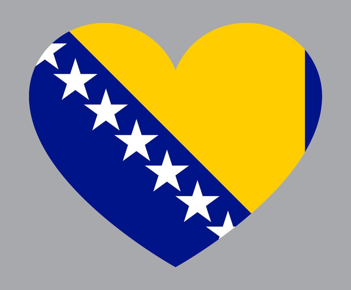 flat heart shaped Illustration of Bosnia and Herzegovina flag vector