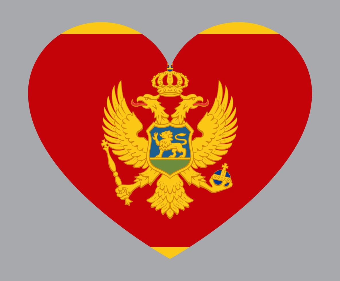 flat heart shaped Illustration of Montenegro flag vector