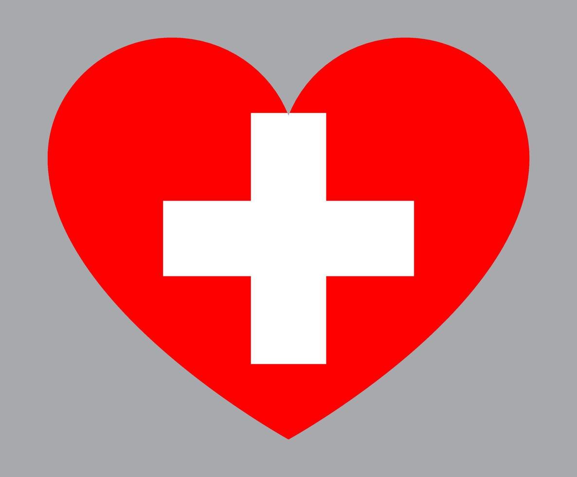 ilustración plana en forma de corazón de la bandera suiza vector