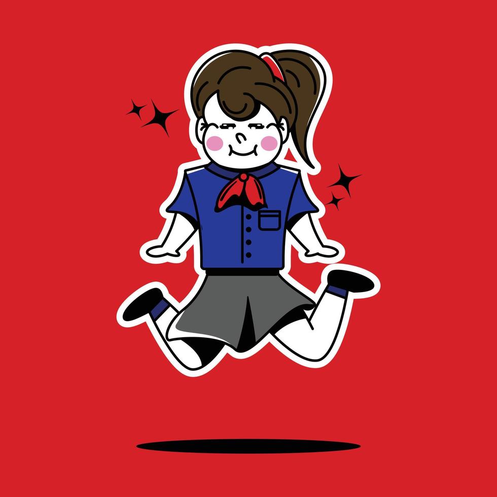 Cute school girl cartoon. people vector illustration