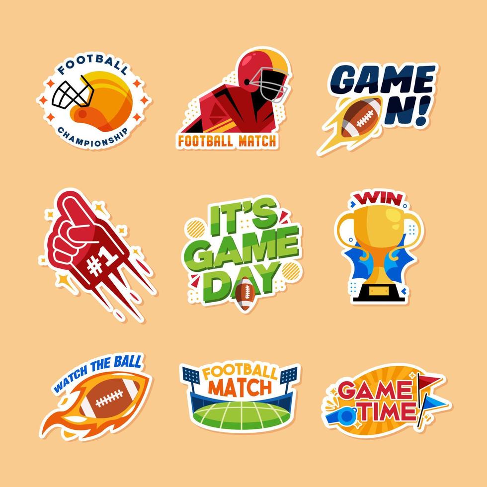 Set of Cute Football Chat Sticker vector