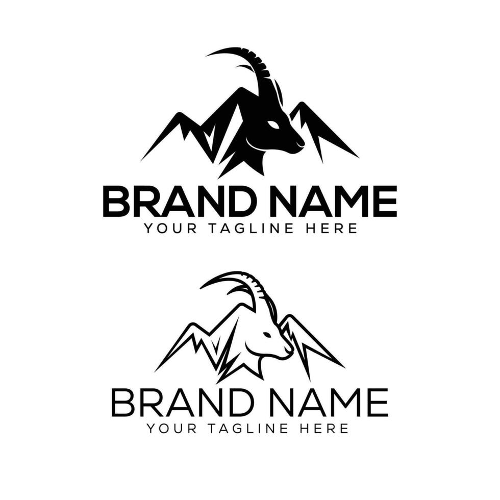 Deer Mountain Logo - Deer head and mountain logo template vector