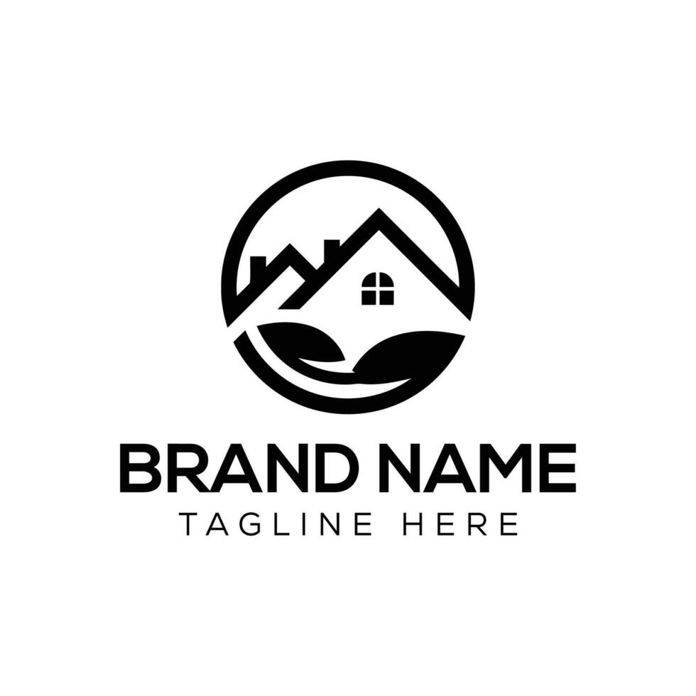 House cleaning logo - Home and leaf logo template vector