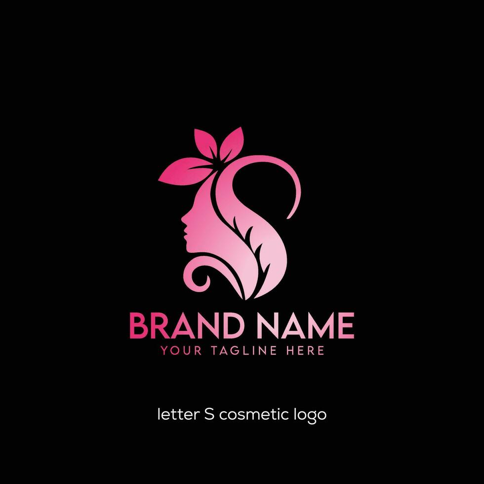 S beauty cosmetic logo- S letter with women face and leaf logo template vector
