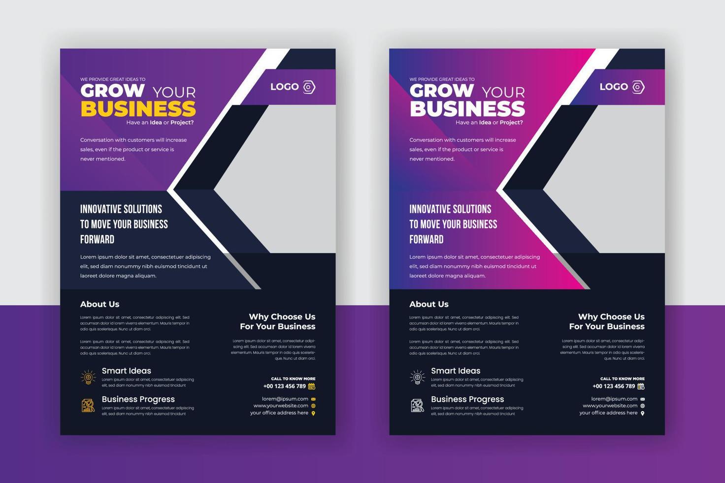 Creative business grow flyer design template with modern design vector