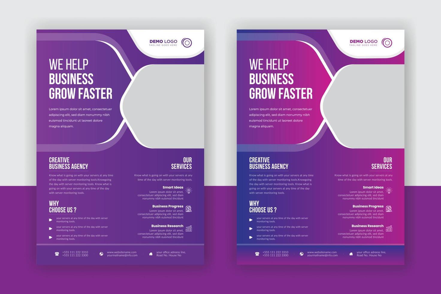 Creative business grow flyer design template with modern design vector